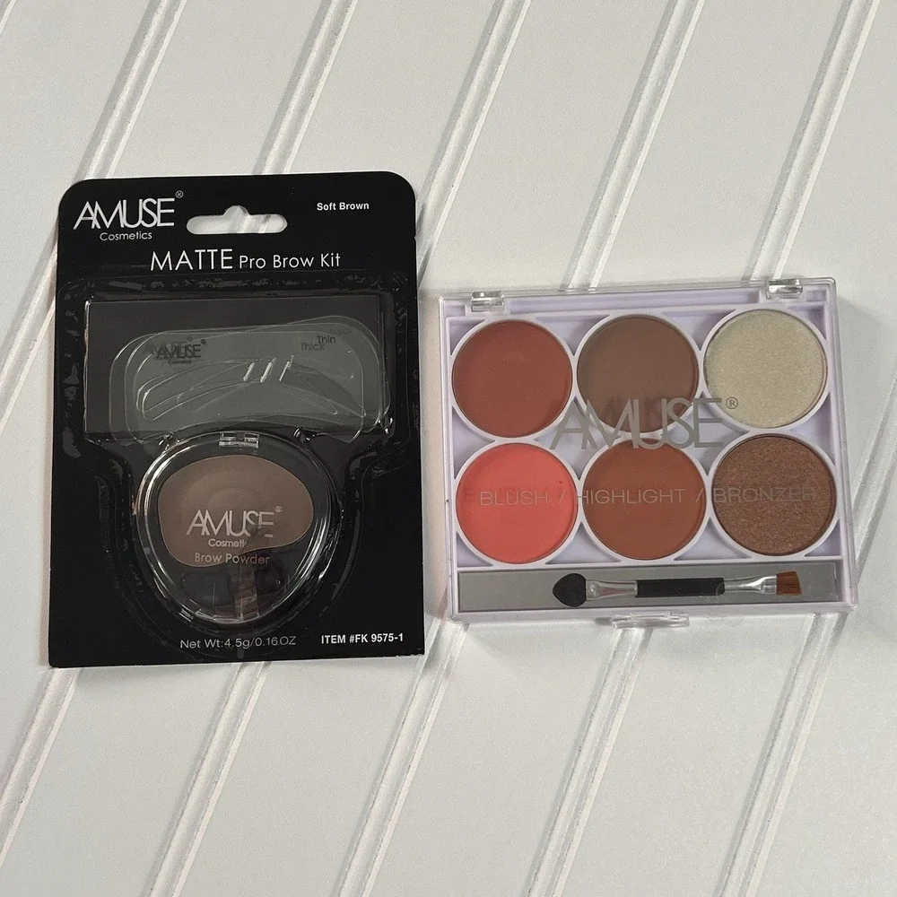 Bundle AMUSE Cosmetics Blush / Highlight / Brozer Palette +‎ Matte Pro Brow